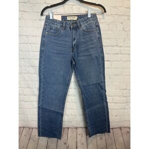 Great Smoky Los Angeles high waist straigt leg raw hem jeans, sz 3, NWT